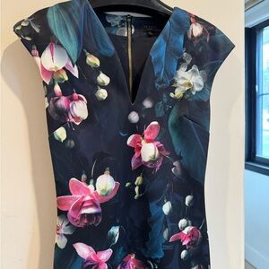 Ted Baker London Dark Blue Floral Midi Dress